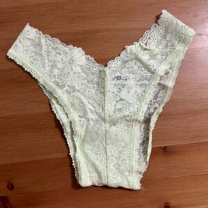 PINK by Victoria’s Secret wink v front Brazilian lace panty in yellow